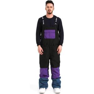 imageGS SNOWING Women and Men Ski Pants Snow Overalls Waterproof Snowboard Insulated Bibs for Couple851purple