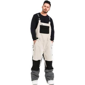 imageGS SNOWING Women and Men Ski Pants Snow Overalls Waterproof Snowboard Insulated Bibs for Couple852beige