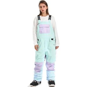 imageGS SNOWING Women and Men Ski Pants Snow Overalls Waterproof Snowboard Insulated Bibs for Couple853blue