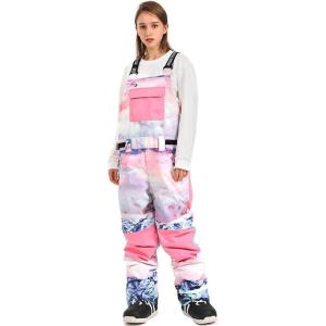 imageGS SNOWING Women and Men Ski Pants Snow Overalls Waterproof Snowboard Insulated Bibs for Couple854colorful