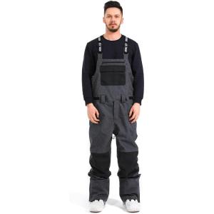 imageGS SNOWING Women and Men Ski Pants Snow Overalls Waterproof Snowboard Insulated Bibs for Couple855grey