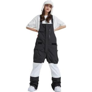 imageGS SNOWING Womens Snow Bibs Ski Pants Waterproof Windproof Insulated Ripstop Snowboarding Overalls for Winter Sport633black