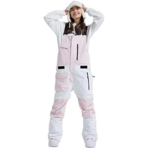 imageGS SNOWING Womens Snow Bibs Ski Pants Waterproof Windproof Insulated Ripstop Snowboarding Overalls for Winter Sport633pink