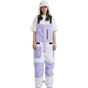 imageGS SNOWING Womens Snow Bibs Ski Pants Waterproof Windproof Insulated Ripstop Snowboarding Overalls for Winter Sport633purple