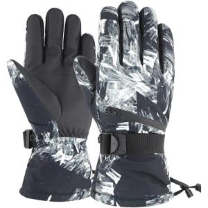 imageMen and Women Ski Gloves Winter Waterproof Windproof Outdoor Sport Snow Skiing GlovesBlack