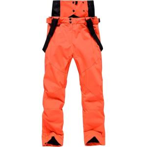 imageMens and Womens Insulated Ski Snow Pants Waterproof Windproof Snowboard Suspender Orange XL