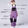 imageGS SNOWING Womens Snow Bibs Waterproof Insulated Snowboard Overalls Winter Warm Ski PantsPurple