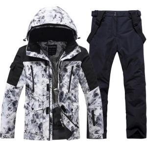 imageGS SNOWING Mens Jacket and Pants Set Insulated Waterproof Waterproof Snowboard Snowsuits for Snow Sport01huablack