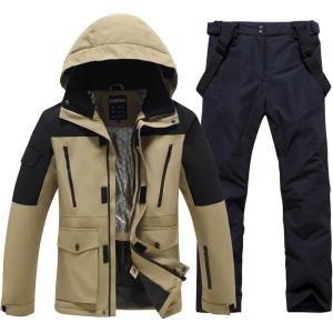 imageGS SNOWING Mens Jacket and Pants Set Insulated Waterproof Waterproof Snowboard Snowsuits for Snow Sport01kkblack