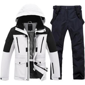 imageGS SNOWING Mens Jacket and Pants Set Insulated Waterproof Waterproof Snowboard Snowsuits for Snow Sport01whblack
