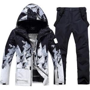 imageGS SNOWING Mens Jacket and Pants Set Insulated Waterproof Waterproof Snowboard Snowsuits for Snow Sport03black