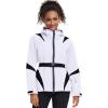 imageGS SNOWING Womens Ski Jackets Snowboard Coats Windproof Waterproof Insulated Warm Winter Mountain Hooded Jacket with BeltWhite