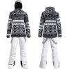 imageGS SNOWING Womens Ski Jackets and Pants Set Windproof Waterproof Insulated Snowsuit Winter Warm Snowboarding Snow CoatWhite04