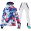 imageGS SNOWING Womens Ski Jackets and Pants Set Windproof Waterproof Insulated Snowsuit Winter Warm Snowboarding Snow CoatWhite02