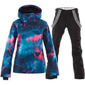 imageGS SNOWING Womens Ski Jackets and Pants Set Windproof Waterproof Insulated Snowsuit Winter Warm Snowboarding Snow CoatBlack03