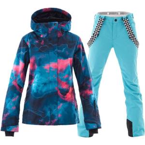 imageGS SNOWING Womens Ski Jackets and Pants Set Windproof Waterproof Insulated Snowsuit Winter Warm Snowboarding Snow CoatBlue03
