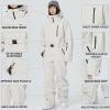 imageALSOGO Women One Pieces Ski Suits Jumpsuits Waterproof Insulated Snowsuit Overalls with Detachable Belt for Snow Sport02beige