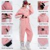 imageALSOGO Women One Pieces Ski Suits Jumpsuits Waterproof Insulated Snowsuit Overalls with Detachable Belt for Snow SportBlue