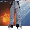 imageALSOGO Womens Insulated Snow Pants Winter Warm Ski Pant Outdoor Waterproof Snowboard Bibs with Detachable SuspenderGrey
