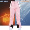 imageALSOGO Womens Insulated Snow Pants Winter Warm Ski Pant Outdoor Waterproof Snowboard Bibs with Detachable SuspenderPink