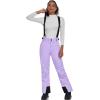 imageALSOGO Womens Insulated Snow Pants Winter Warm Ski Pant Outdoor Waterproof Snowboard Bibs with Detachable SuspenderPurple