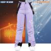 imageALSOGO Womens Insulated Snow Pants Winter Warm Ski Pant Outdoor Waterproof Snowboard Bibs with Detachable SuspenderPurple