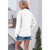 imageWomen V Neck Chiffon Blouses Pom Pom Long Sleeve Button Shirt Swiss Dot Lapel Casual Top Shirts White Large