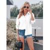 imageWomen V Neck Chiffon Blouses Pom Pom Long Sleeve Button Shirt Swiss Dot Lapel Casual Top Shirts White Large