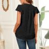 imageWomens Summer V Neck Short Sleeve Chiffon Blouses Tops Ruffle Sleeve Swiss Dot Casual ShirtsBlack