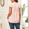 imageWomens Summer V Neck Short Sleeve Chiffon Blouses Tops Ruffle Sleeve Swiss Dot Casual ShirtsPink