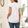 imageWomens Summer V Neck Short Sleeve Chiffon Blouses Tops Ruffle Sleeve Swiss Dot Casual ShirtsWhite