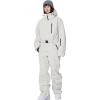 imageALSOGO Women One Pieces Ski Suits Jumpsuits Waterproof Insulated Snowsuit Overalls with Detachable Belt for Snow Sport02beige