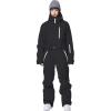 imageALSOGO Women One Pieces Ski Suits Jumpsuits Waterproof Insulated Snowsuit Overalls with Detachable Belt for Snow Sport02black