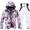 imageGS SNOWING Mens Jacket and Pants Set Insulated Waterproof Waterproof Snowboard Snowsuits for Snow Sport 05White L