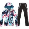 imageGS SNOWING Womens Ski Jackets and Pants Set Windproof Waterproof Colorful Snowboard Snowsuit036black