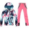 imageGS SNOWING Womens Ski Jackets and Pants Set Windproof Waterproof Colorful Snowboard Snowsuit036pink