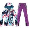 imageGS SNOWING Womens Ski Jackets and Pants Set Windproof Waterproof Colorful Snowboard Snowsuit036purple