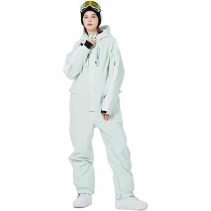 imageALSOGO Women One Pieces Ski Suits Jumpsuits Waterproof Insulated Snowsuit Overalls with Detachable Belt for Snow SportGreen
