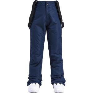 imageALSOGO Womens Insulated Snow Pants Winter Warm Ski Pant Outdoor Waterproof Snowboard Bibs with Detachable SuspenderNavy