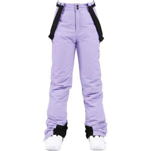 imageALSOGO Womens Insulated Snow Pants Winter Warm Ski Pant Outdoor Waterproof Snowboard Bibs with Detachable SuspenderPurple