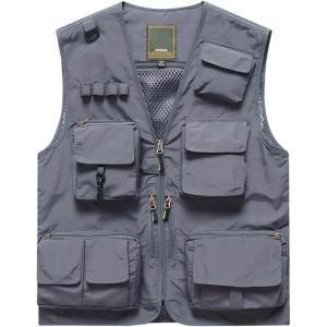 imageGS SNOWING Mens Mesh QuickDry Fishing Vest Outdoor Hunting Climbing Traveling Photography Cargo WaistcoatGrey
