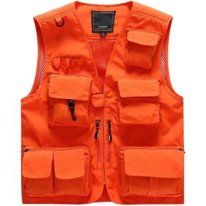 imageGS SNOWING Mens Mesh QuickDry Fishing Vest Outdoor Hunting Climbing Traveling Photography Cargo WaistcoatOrange