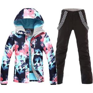imageGS SNOWING Women Winter Waterproof Windproof Insulatd Snowboarding Jackets Ski Snow Coats and Pants02black