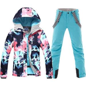 imageGS SNOWING Women Winter Waterproof Windproof Insulatd Snowboarding Jackets Ski Snow Coats and Pants02blue