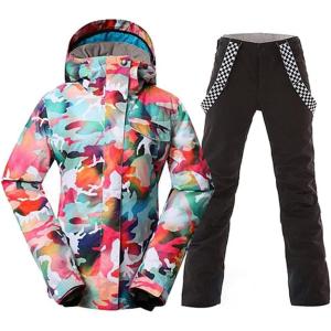 imageGS SNOWING Women Winter Waterproof Windproof Insulatd Snowboarding Jackets Ski Snow Coats and PantsBlack