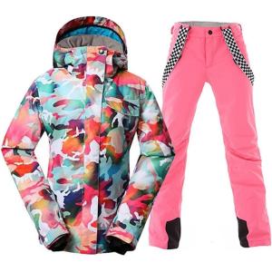 imageGS SNOWING Women Winter Waterproof Windproof Insulatd Snowboarding Jackets Ski Snow Coats and PantsPink