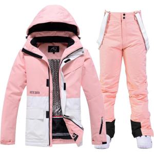 imageGS SNOWING Womens Ski Jackets and Pants Set Windproof Waterproof Colorful Snowboard Snowsuit133pkwpink