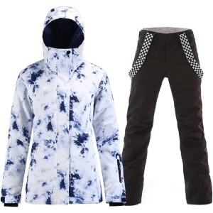 imageGS SNOWING Womens Ski Jackets and Pants Set Windproof Waterproof Colorful Snowboard SnowsuitBlack05