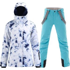 imageGS SNOWING Womens Ski Jackets and Pants Set Windproof Waterproof Colorful Snowboard SnowsuitBlue05