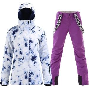 imageGS SNOWING Womens Ski Jackets and Pants Set Windproof Waterproof Colorful Snowboard SnowsuitPurple05